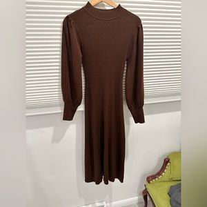 Chocolate brown ribbed sweater dress (small)